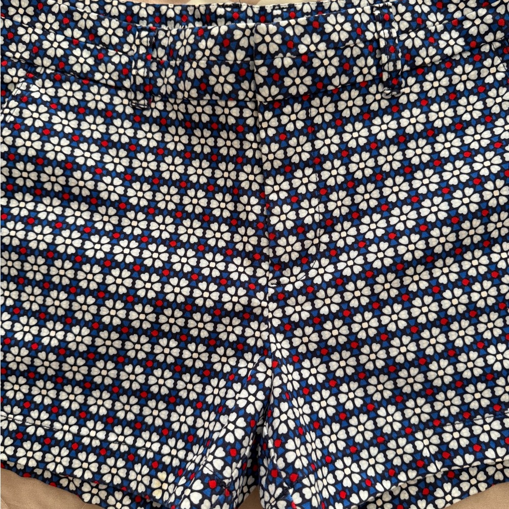 GAP Navy Blue Floral Print Bermuda Shorts with Red Accents